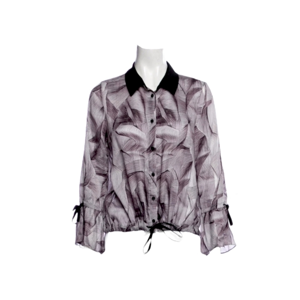 Isabel Marant Grey Swirl Pattern Silk & Flax Blouse